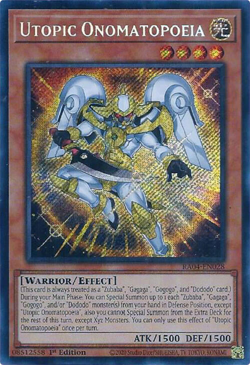 Utopic Onomatopoeia [RA04-EN028] Secret Rare | Black Swamp Games