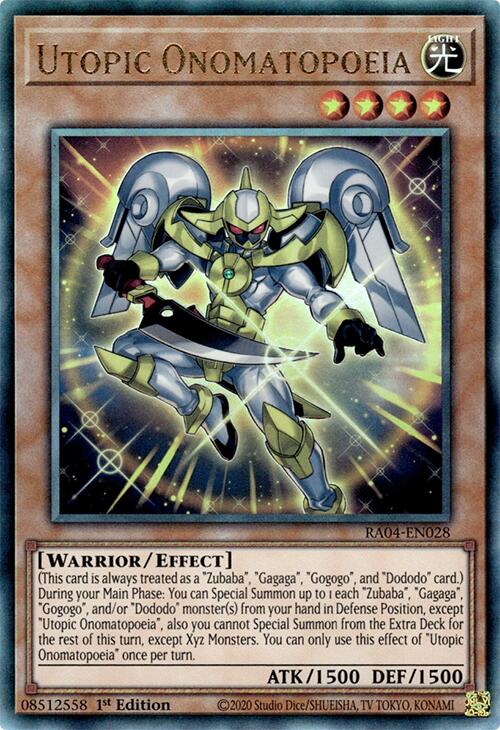 Utopic Onomatopoeia [RA04-EN028] Ultimate Rare | Black Swamp Games