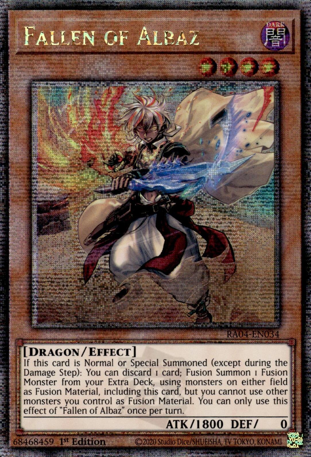 Fallen of Albaz (New Art) [RA04-EN034] Quarter Century Secret Rare | Black Swamp Games