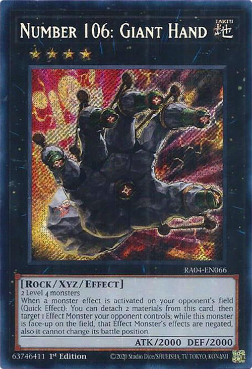 Number 106: Giant Hand [RA04-EN066] Secret Rare | Black Swamp Games