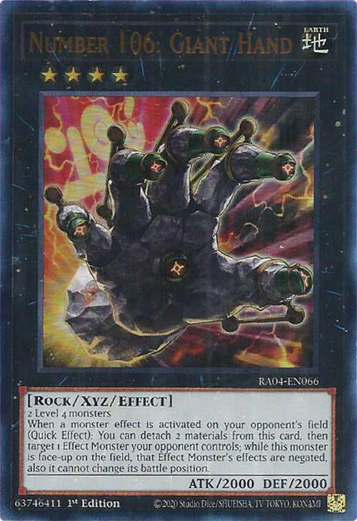 Number 106: Giant Hand [RA04-EN066] Ultra Rare | Black Swamp Games