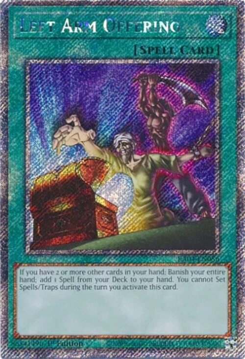 Left Arm Offering [RA04-EN086] Platinum Secret Rare | Black Swamp Games