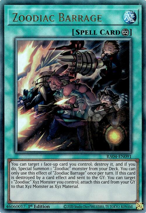 Zoodiac Barrage [RA04-EN091] Prismatic Ultimate Rare | Black Swamp Games