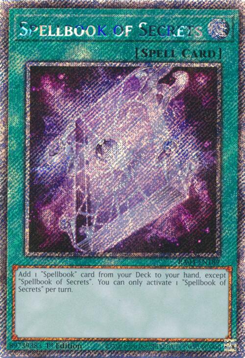 Spellbook of Secrets [RA04-EN189] Platinum Secret Rare | Black Swamp Games