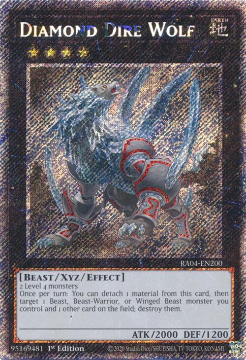 Diamond Dire Wolf [RA04-EN200] Platinum Secret Rare | Black Swamp Games