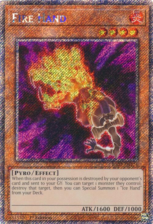 Fire Hand [RA04-EN224] Platinum Secret Rare | Black Swamp Games