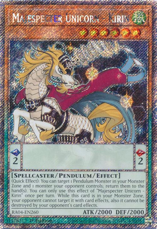 Majespecter Unicorn - Kirin [RA04-EN260] Platinum Secret Rare | Black Swamp Games