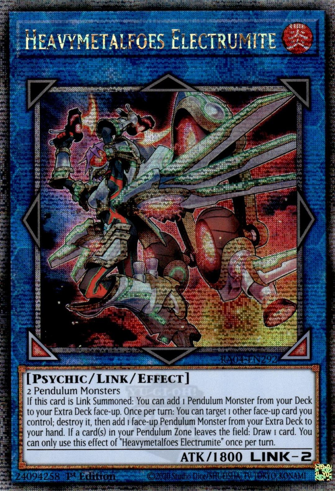Heavymetalfoes Electrumite [RA04-EN292] Quarter Century Secret Rare | Black Swamp Games