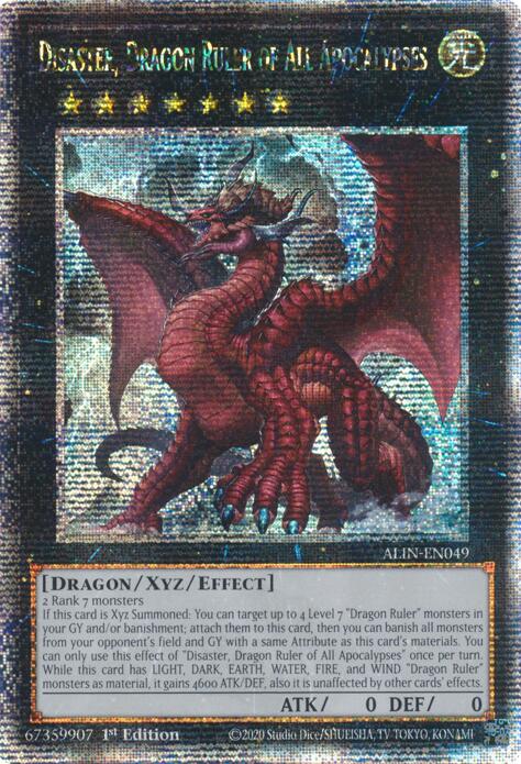 Disaster, Dragon Ruler of All Apocalypses [ALIN-EN049] Quarter Century Secret Rare | Black Swamp Games
