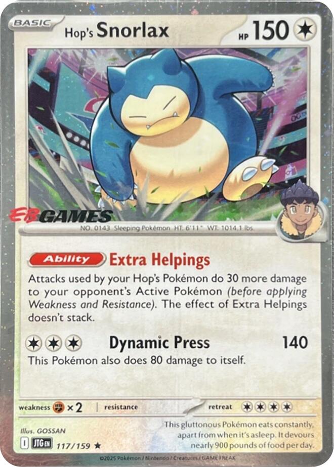 Hop's Snorlax (117/159) (EB Games) (Cosmos Holo) [Scarlet & Violet: Journey Together] | Black Swamp Games