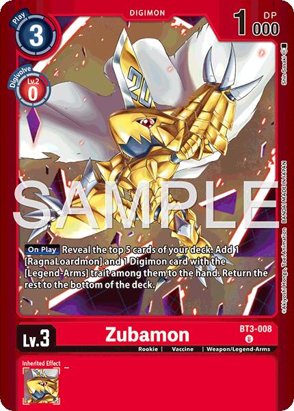 Zubamon [BT3-008] (Limited Card Pack -Billion Bullet-) [Limited Card Pack -Billion Bullet-] | Black Swamp Games