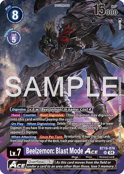 Beelzemon: Blast Mode ACE [BT19-074] (Limited Card Pack -Billion Bullet-) [Limited Card Pack -Billion Bullet-] | Black Swamp Games