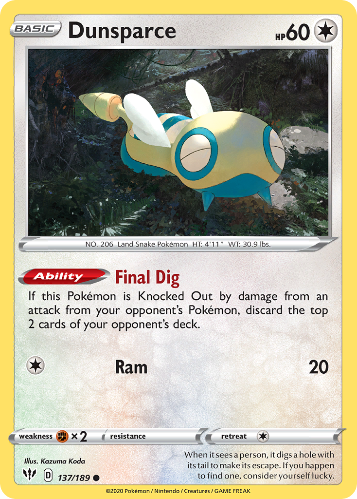 Dunsparce (137/189) [Sword & Shield: Darkness Ablaze] | Black Swamp Games