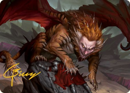 Manticore Art Card (Gold-Stamped Signature) [Dungeons & Dragons: Adventures in the Forgotten Realms Art Series] | Black Swamp Games