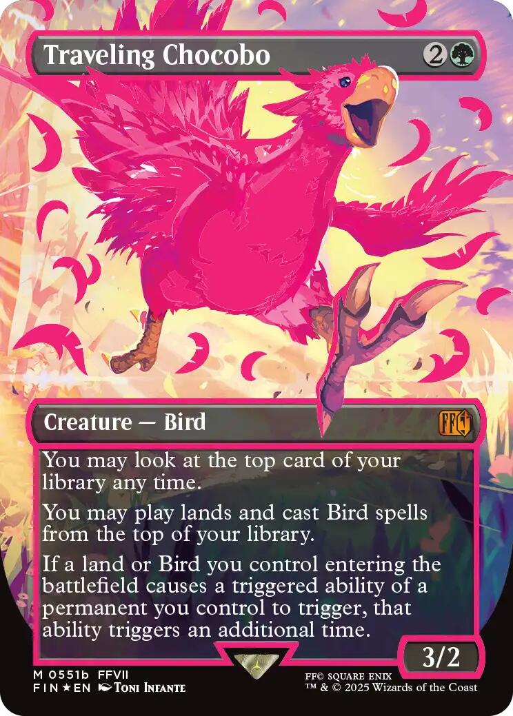 Traveling Chocobo (Borderless) (Neon Ink Pink) [FINAL FANTASY] | Black Swamp Games
