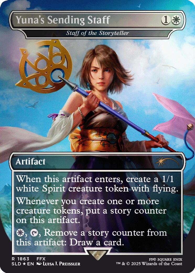 Yuna's Sending Staff - Staff of the Storyteller (Rainbow Foil) [Secret Lair Drop Series] | Black Swamp Games