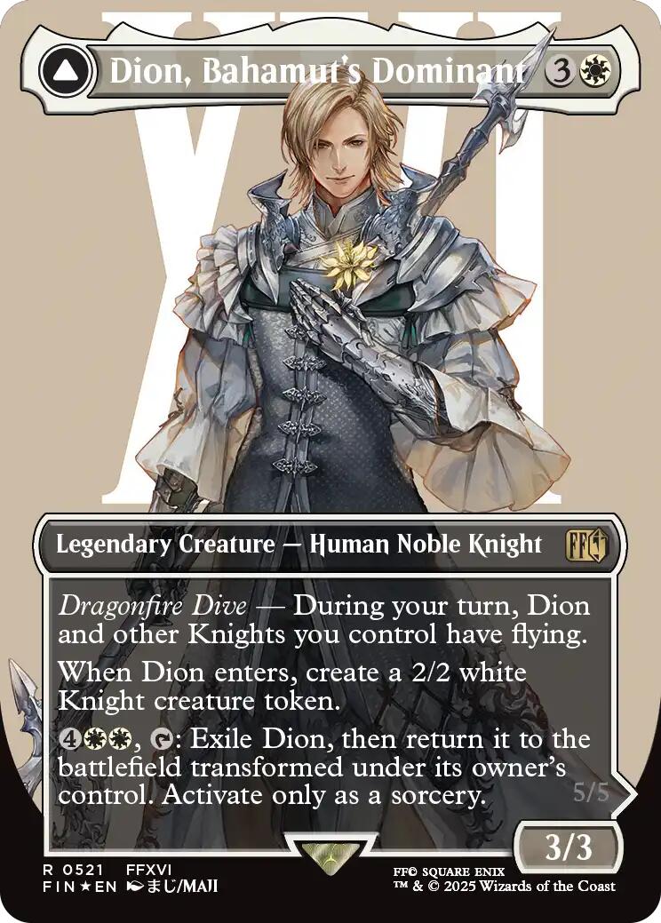 Dion, Bahamut's Dominant // Bahamut, Warden of Light (Borderless) (Surge Foil) [FINAL FANTASY] | Black Swamp Games