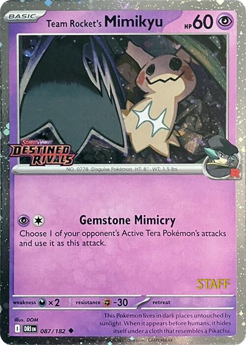 Team Rocket's Mimikyu (087/182) (Prerelease Staff) [Scarlet & Violet: Destined Rivals] | Black Swamp Games