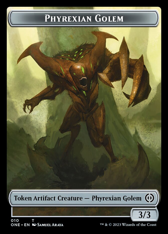 Rebel // Phyrexian Golem Double-Sided Token [Phyrexia: All Will Be One Tokens] | Black Swamp Games