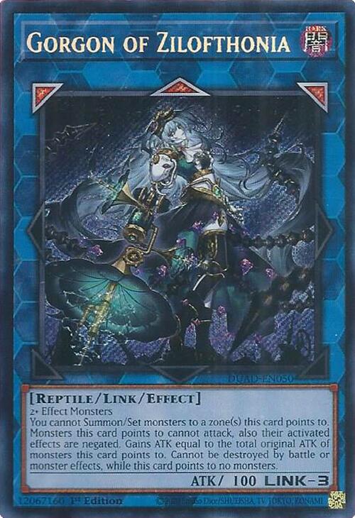 Gorgon of Zilofthonia [DUAD-EN050] Secret Rare | Black Swamp Games
