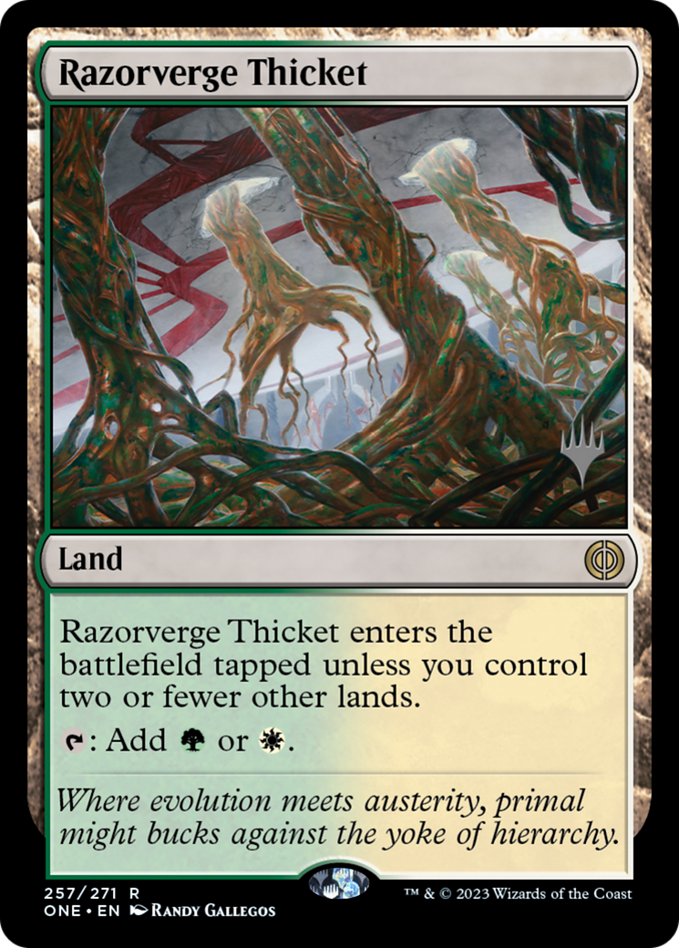 Razorverge Thicket (Promo Pack) [Phyrexia: All Will Be One Promos] | Black Swamp Games