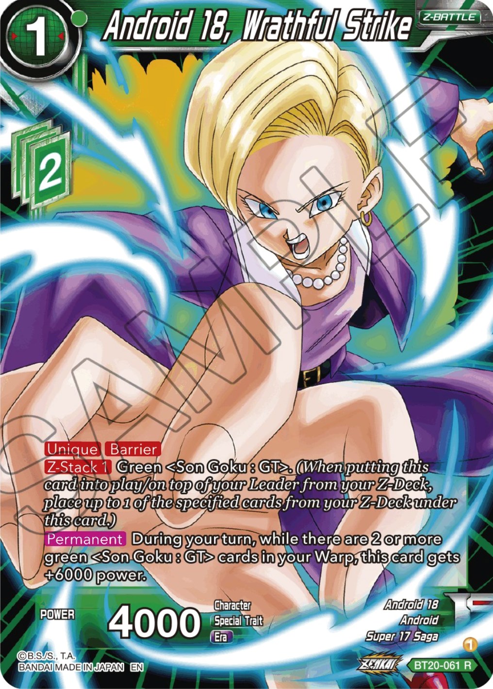 Android 18, Wrathful Strike (BT20-061) [Power Absorbed] | Black Swamp Games
