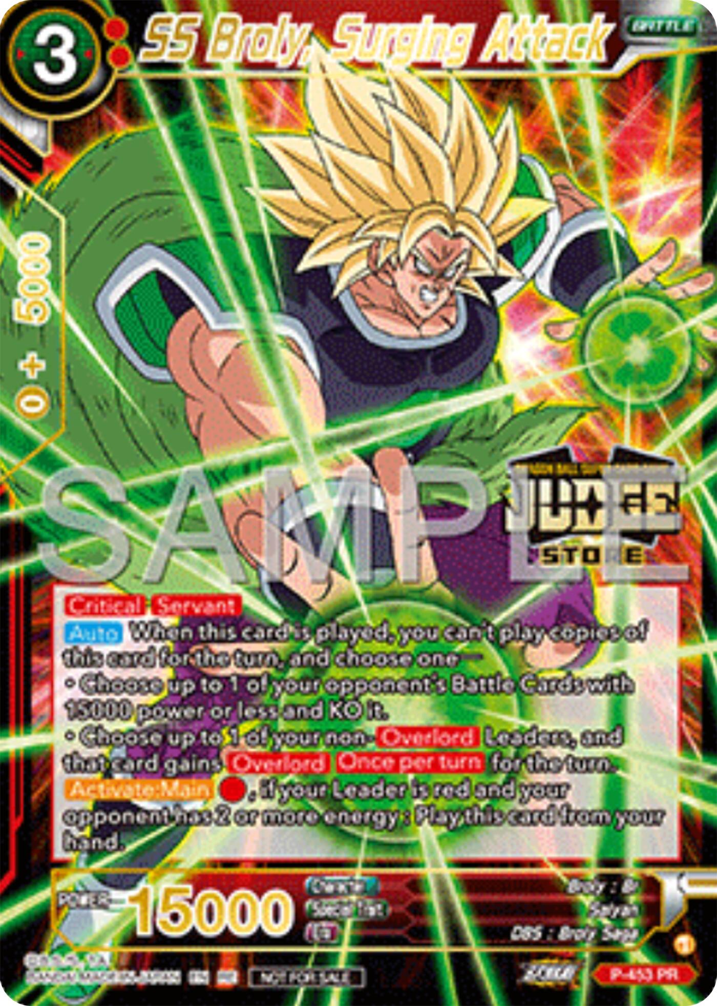 SS Broly, Surging Attack (Judge Pack Vol.17) (Store) (P-453) [Tournament Promotion Cards] | Black Swamp Games