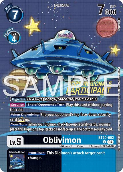 Oblivimon [BT20-052] (Regionals 25-26 Season 2 Participant) [Release Special Booster Ver.2.0] | Black Swamp Games
