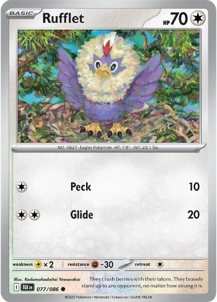 Rufflet (077/086) (Reverse Holo) [Scarlet & Violet: Black Bolt] | Black Swamp Games