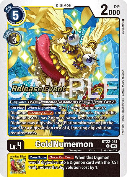 GoldNumemon [BT22-031] [Cyber Eden Release Event Cards] | Black Swamp Games