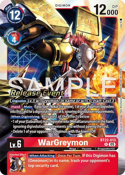 WarGreymon [BT22-013] [Cyber Eden Release Event Cards] | Black Swamp Games