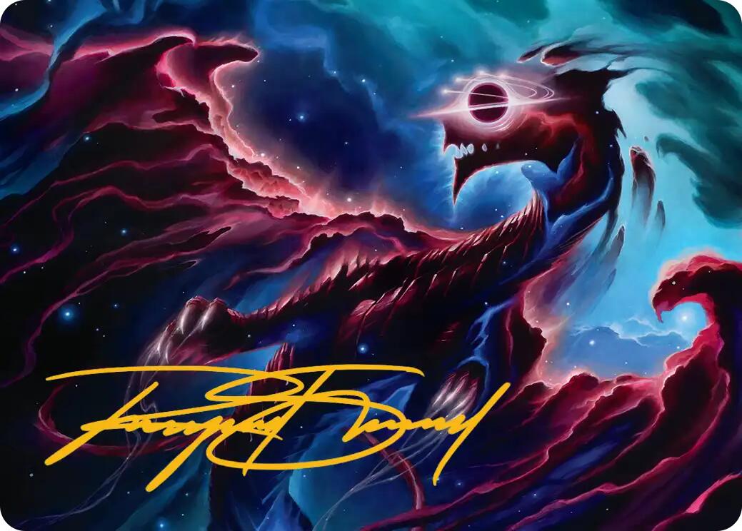 Nova Hellkite Art Card (18/54) (Gold-Stamped Signature) [Edge of Eternities Art Series] | Black Swamp Games