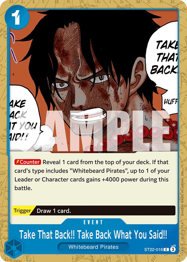 Take That Back!! Take Back What You Said!! [Starter Deck: Ace & Newgate] | Black Swamp Games
