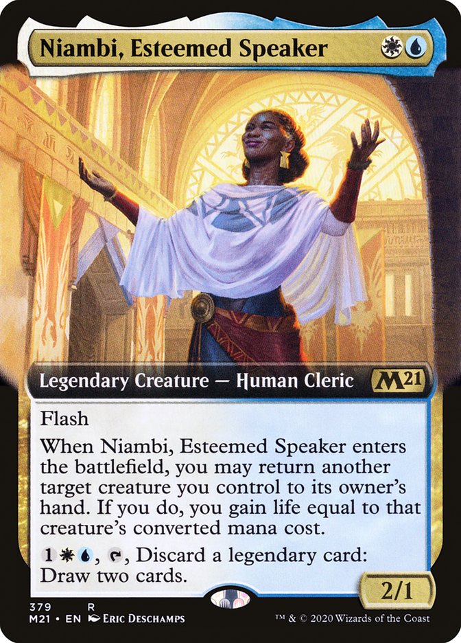 Niambi, Esteemed Speaker (Extended Art) [Core Set 2021] | Black Swamp Games