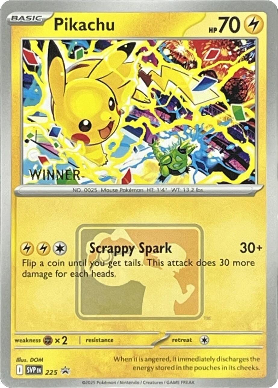 Pikachu (225) (World Championship 2025) [Winner] [Scarlet & Violet: Black Star Promos] | Black Swamp Games