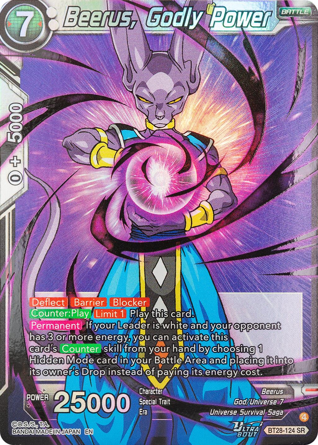 Beerus, Godly Power (BT28-124) [Prismatic Clash] | Black Swamp Games