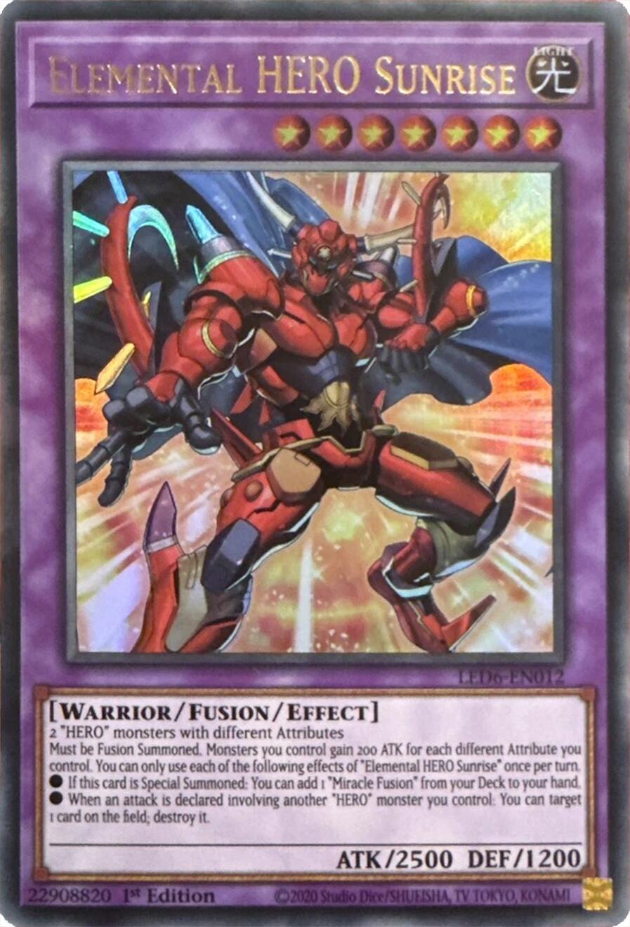 Elemental HERO Sunrise (2020 Date Reprint) [LED6-EN012] Ultra Rare | Black Swamp Games