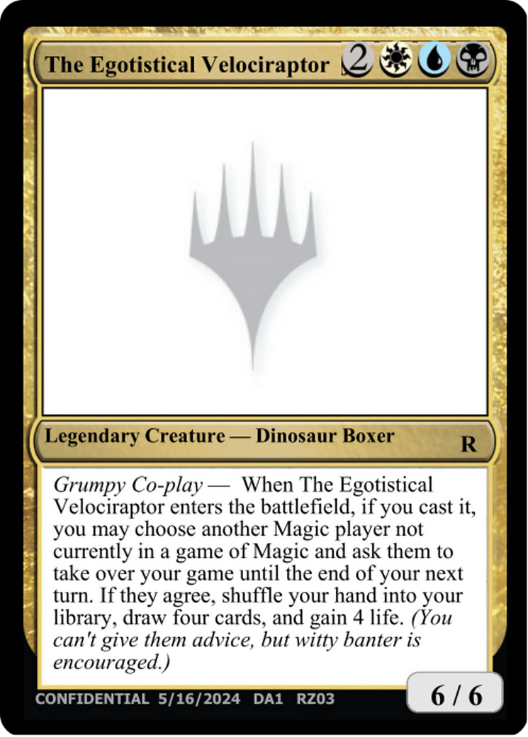 The Egotistical Velociraptor [Mystery Booster 2 Playtest Cards] | Black Swamp Games