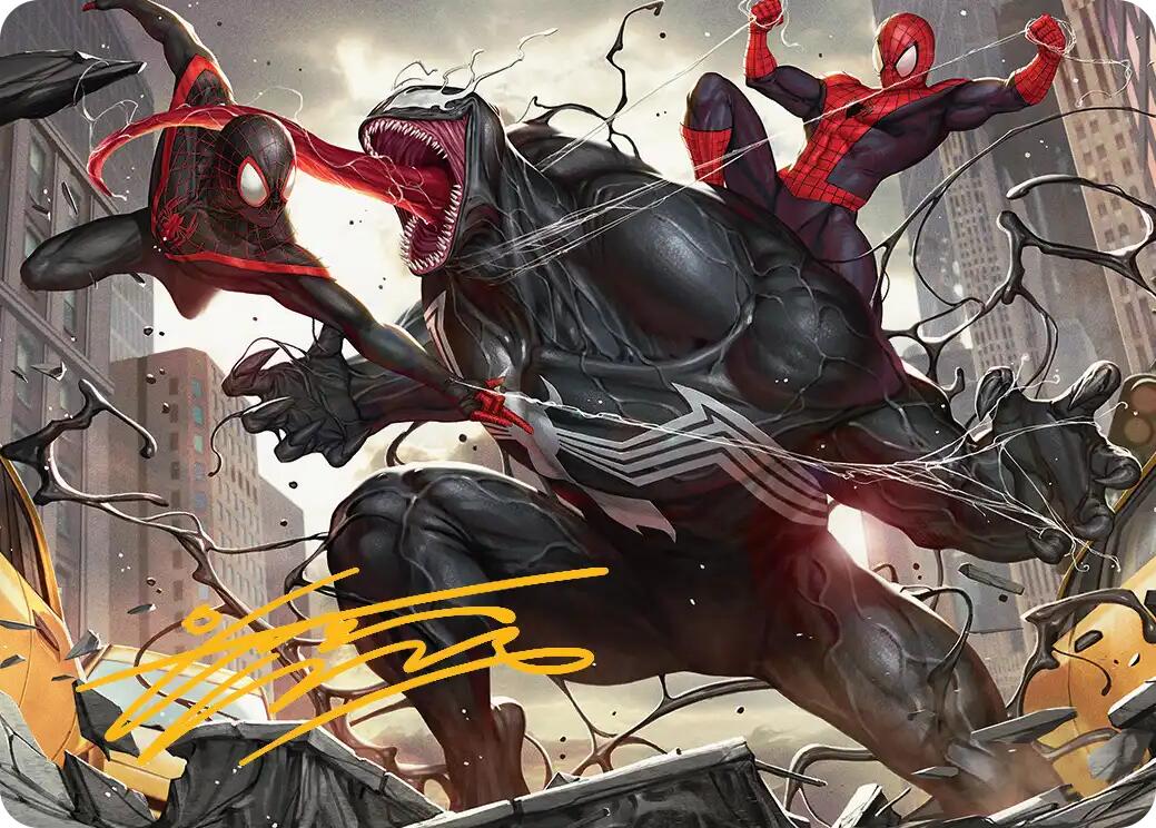 Terrific Team-Up Art Card (Gold-Stamped Signature) [Marvel's Spider-Man Art Series] | Black Swamp Games