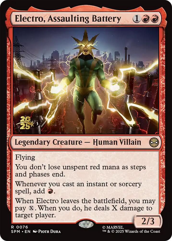 Electro, Assaulting Battery [Marvel's Spider-Man Prerelease Promos] | Black Swamp Games