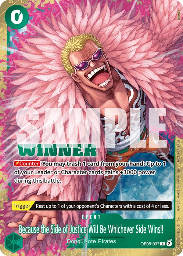 Because the Side of Justice Will Be Whichever Side Wins!! (Winner Pack 2025 Vol. 4) [One Piece Promotion Cards] | Black Swamp Games