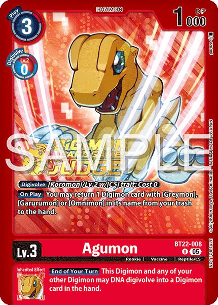Agumon [BT22-008] (Judge Pack 2025 Wave 2) [Cyber Eden] | Black Swamp Games