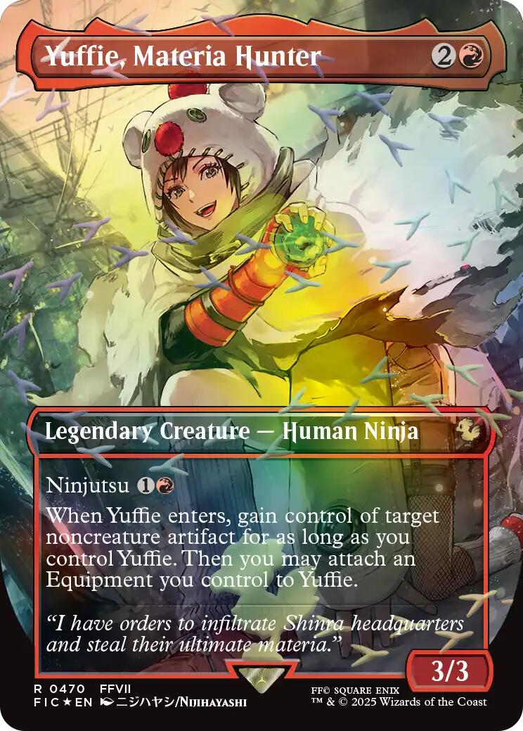 Yuffie, Materia Hunter (Borderless) (Chocobo Track Foil) [FINAL FANTASY Commander] | Black Swamp Games