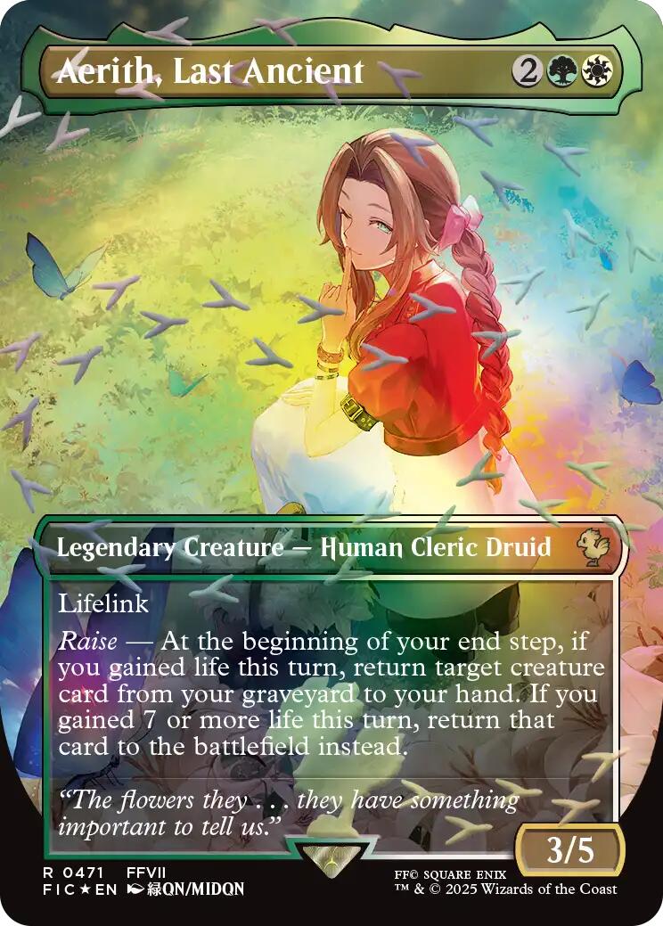 Aerith, Last Ancient (Borderless) (Chocobo Track Foil) [FINAL FANTASY Commander] | Black Swamp Games