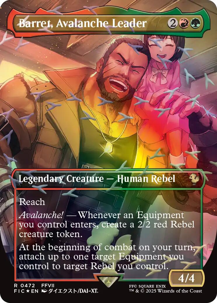 Barret, Avalanche Leader (Borderless) (Chocobo Track Foil) [FINAL FANTASY Commander] | Black Swamp Games