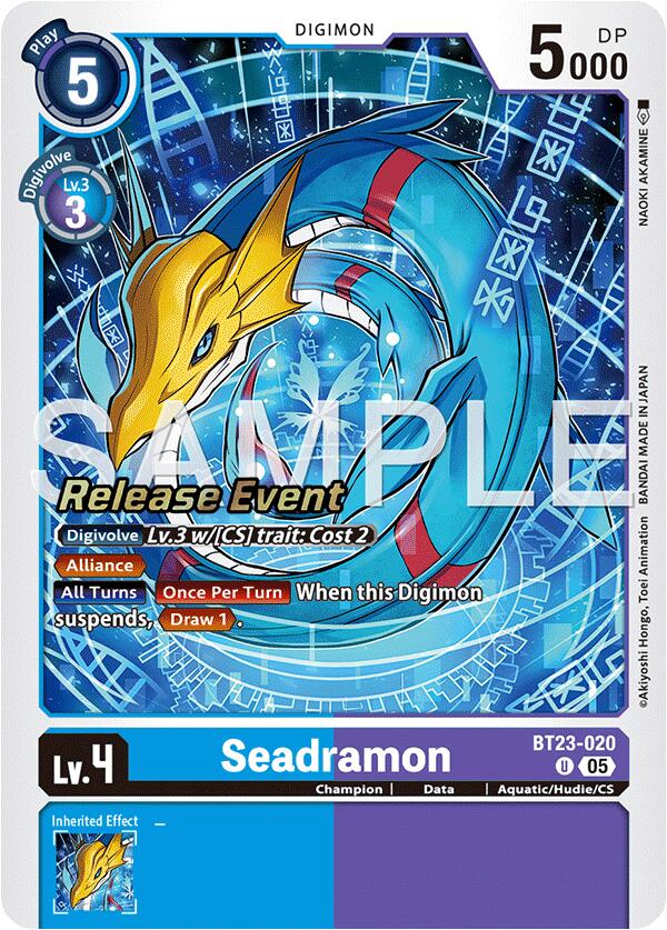 Seadramon [BT23-020] [Hackers' Slumber Release Event Cards] | Black Swamp Games