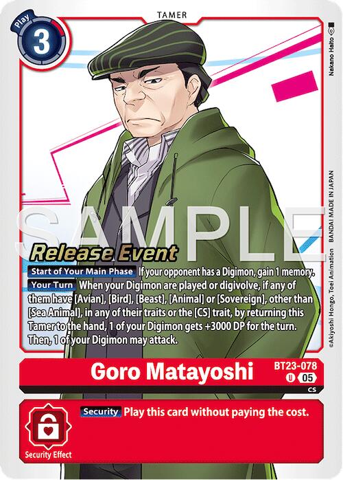 Goro Matayoshi [BT23-078] [Hackers' Slumber Release Event Cards] | Black Swamp Games