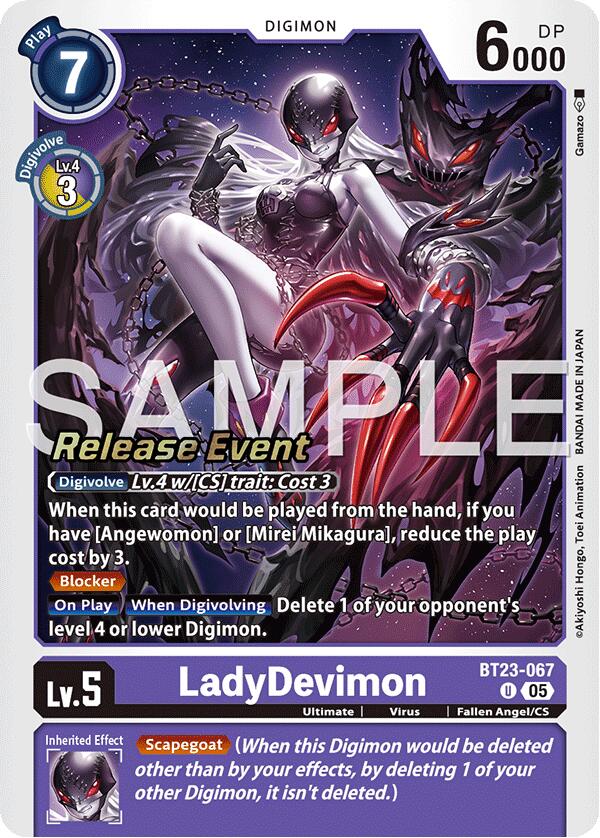 LadyDevimon [BT23-067] [Hackers' Slumber Release Event Cards] | Black Swamp Games