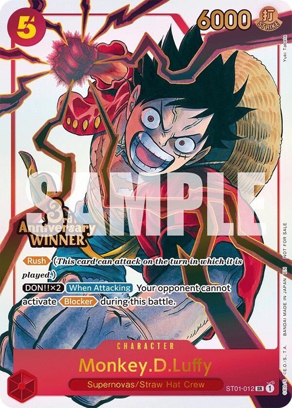 Monkey.D.Luffy (ST01-012) (3rd Anniversary Winner) [One Piece Promotion Cards] | Black Swamp Games