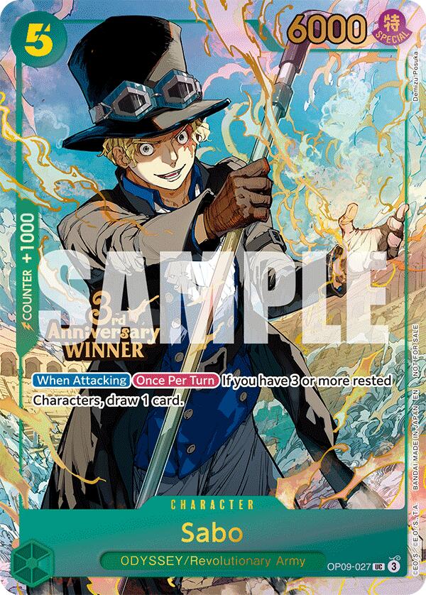 Sabo (OP09-027) (3rd Anniversary Winner) [One Piece Promotion Cards] | Black Swamp Games